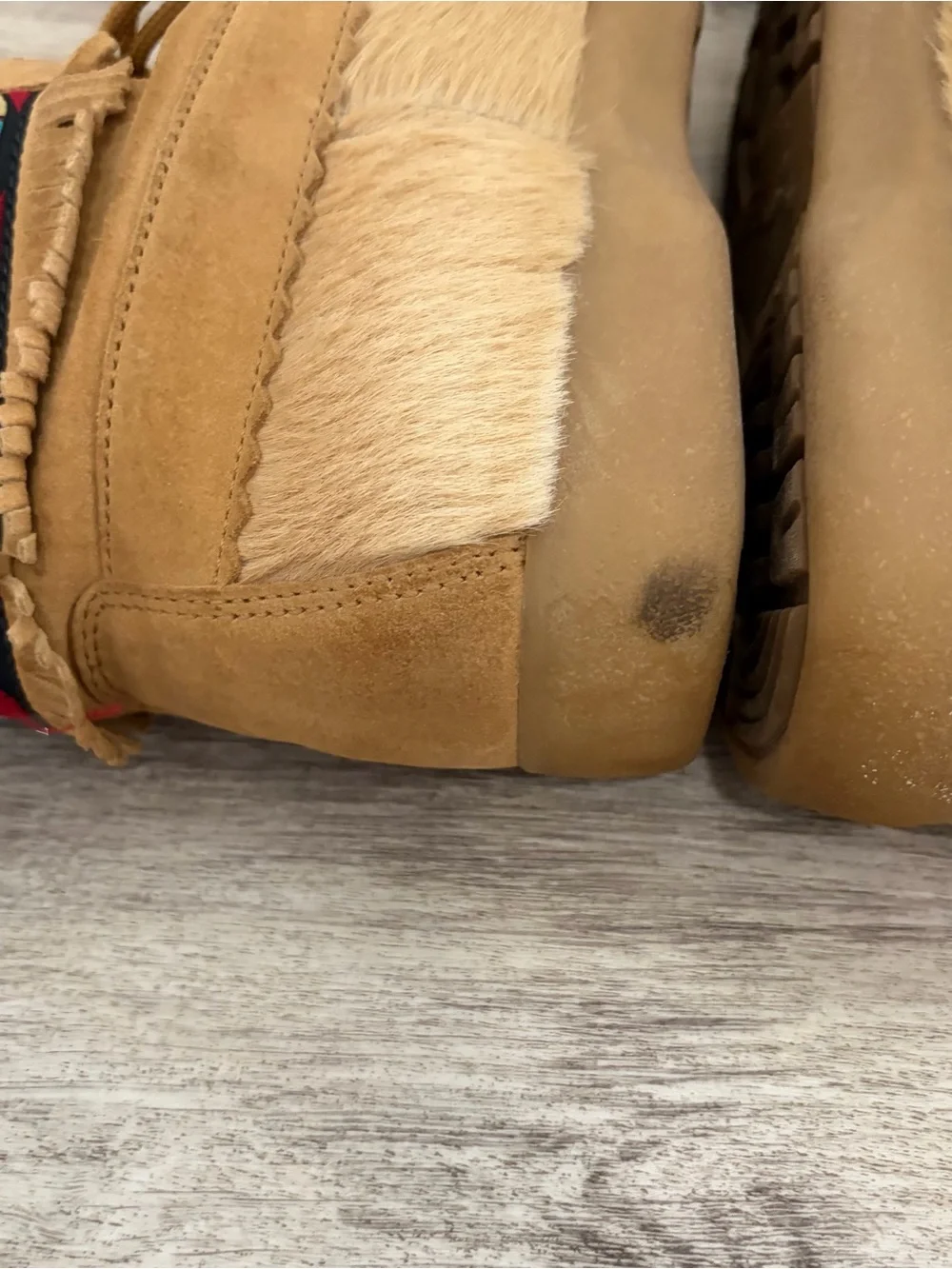 Vintage Tecnica Boots Womens Size 38 Tan Shearling Suede Aztec Southwestern